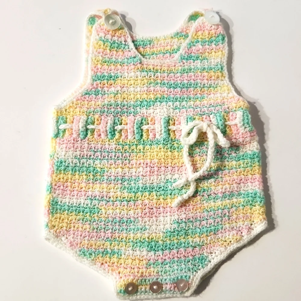 Knitted Spring Variegated Pastel Baby Romper